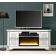 ACME Noralie TV Stand with Fireplace in Mirrored and Faux Diamonds LV00520
