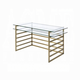 ACME Shona Writing Desk in Antique Gold and Clear Glass 92535