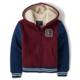 Kids Varsity Patch Premium Fleece Sherpa Lined Zip Up Hoodie