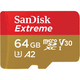 Extreme 64GB microSDXC A2 UHS-I U3 Class 10 V30 Memory Card (170MB/s read & 80MB/s write speeds)