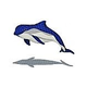 Artistry In Mosaics Bottlenose Dolphin UpWard with Shadow Mosaic | 23" x 53" | BDSBLUUL