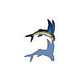 Ceramic Mosaic Flying Fish-A with Shadow | 12" x 14" | FF45/SH