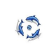 Artistry In Mosaics Dolphin Group Shadow with Blue Ball - Small Mosaic | 48" x 48" | DSHGRPS-BL
