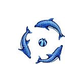 Artistry In Mosaics Dolphin Group with Blue Ball - Medium Mosaic | 62" x 62" | DOLGRPM-BL