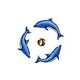 Artistry In Mosaics Dolphin Group with Multi Color Ball - Medium Mosaic | 62" x 62" | DOLGRPM-MC
