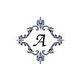 Artistry In Mosaics Monogram Medallion Personalized Mosaic | Blue - 56" x 60" | MMOBLUL-P