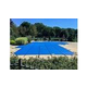 Merlin 10-Year Solid Safety Cover with Drain Panel | Rectangle 16' x 32' | 1' or 2' Offset 4' x 8' Left Side Step | Blue | 19W-X-BU