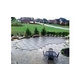 Merlin 10-Year Solid Safety Cover with Drain Panel | Rectangle 16' x 32' | 4' Offset 4' x 8' Left Side Step | Tan | 31W-X-TN