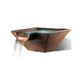 Slick Rock Concrete 34" Square Cascade Water Bowl | Mahogany | Stainless Steel Spillway | KCC34SSPSS-MAHOGANY