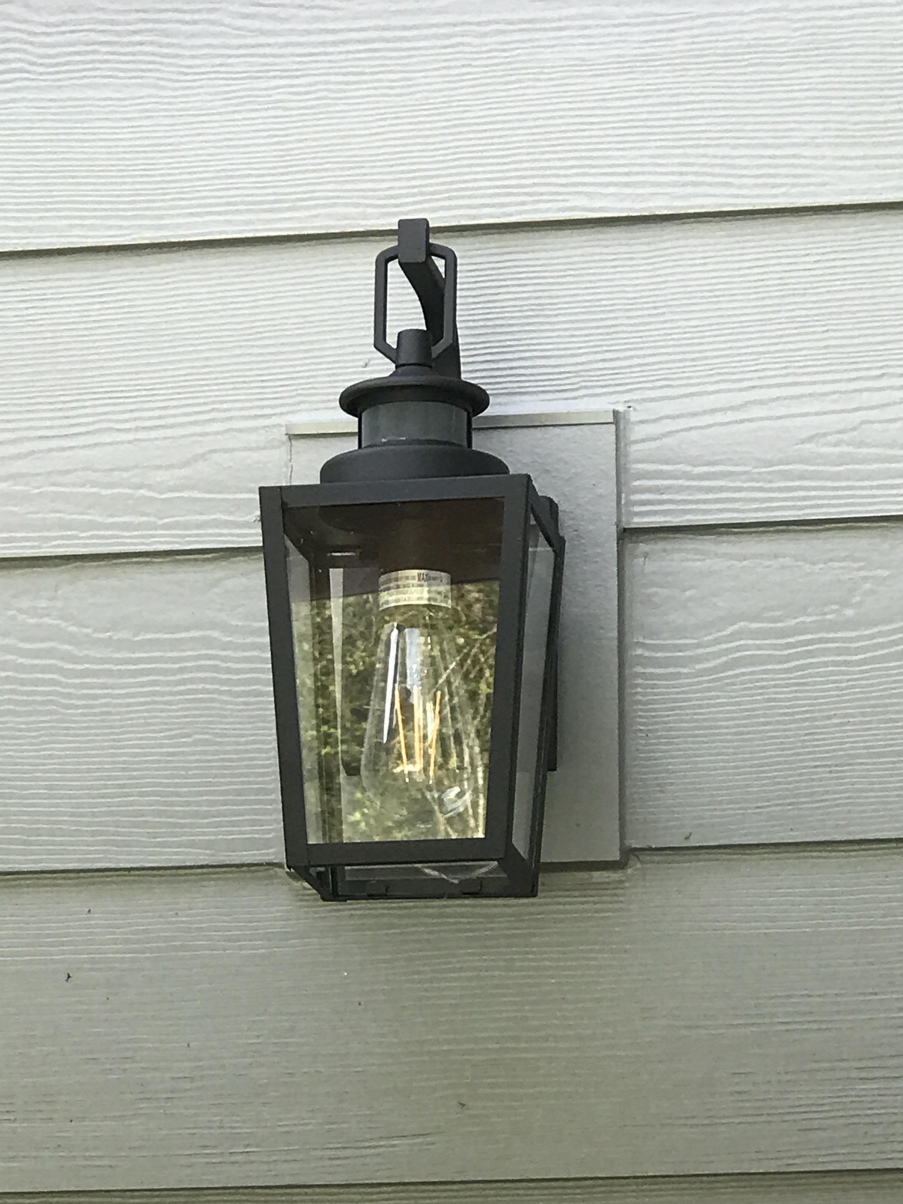 Black Motion Sensor Outdoor Porch Light 14 Inch - #71P56 | Lamps Plus