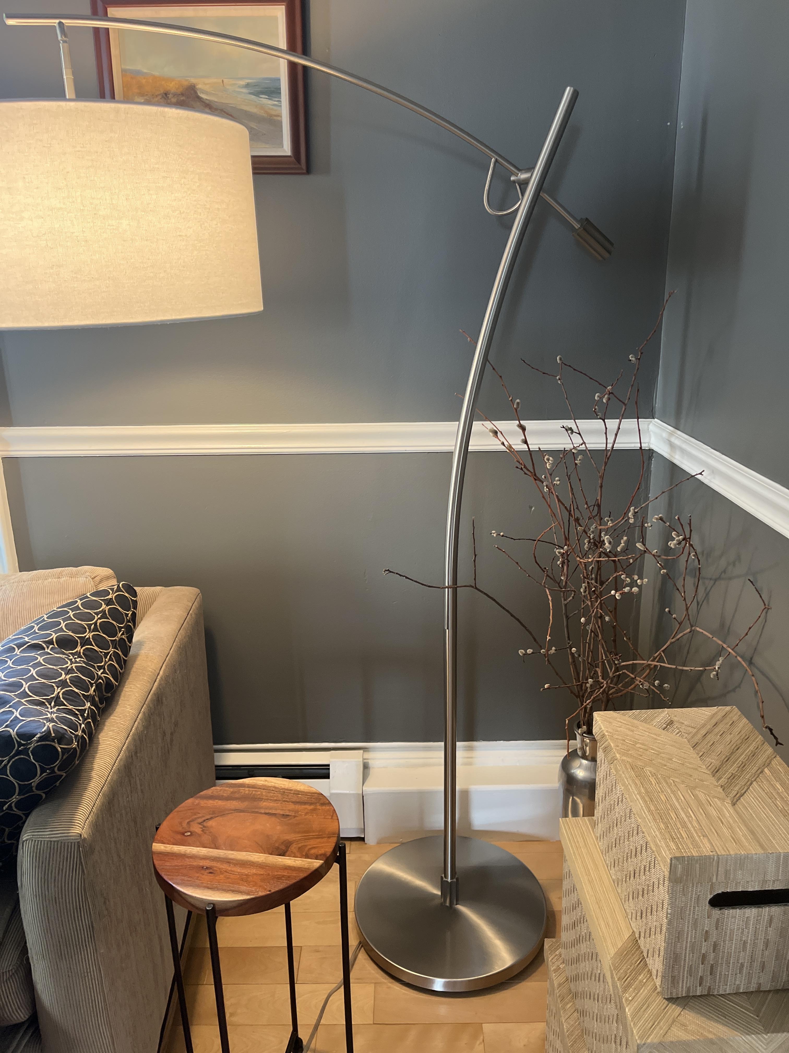 Possini Euro Raymond Brushed Nickel Adjustable Boom Arc Floor Lamp