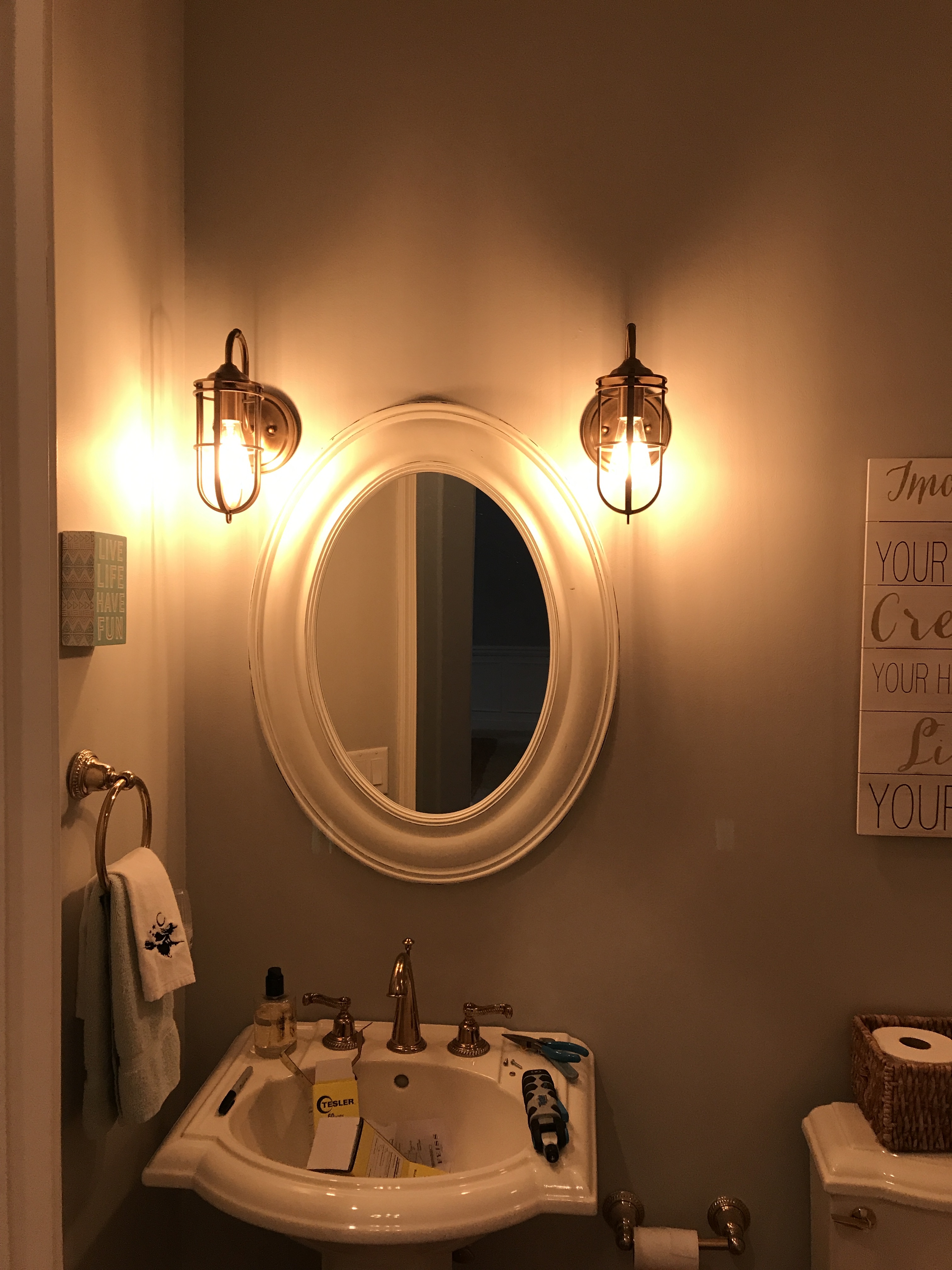 Dark Antique Brass Farmhouse Wall Sconce - #3M609 | Lamps Plus