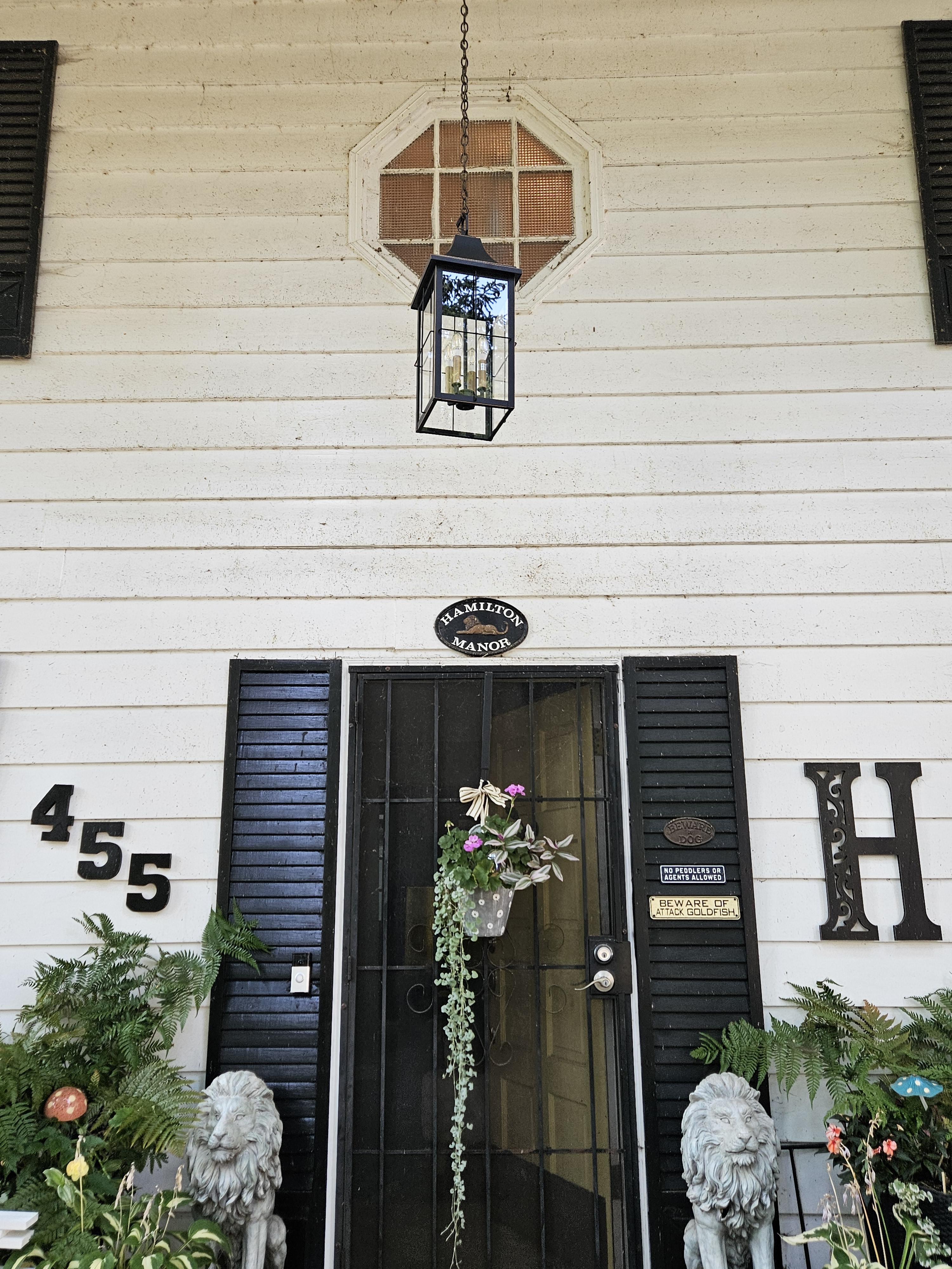 Black Traditional Outdoor Hanging Porch Light 24