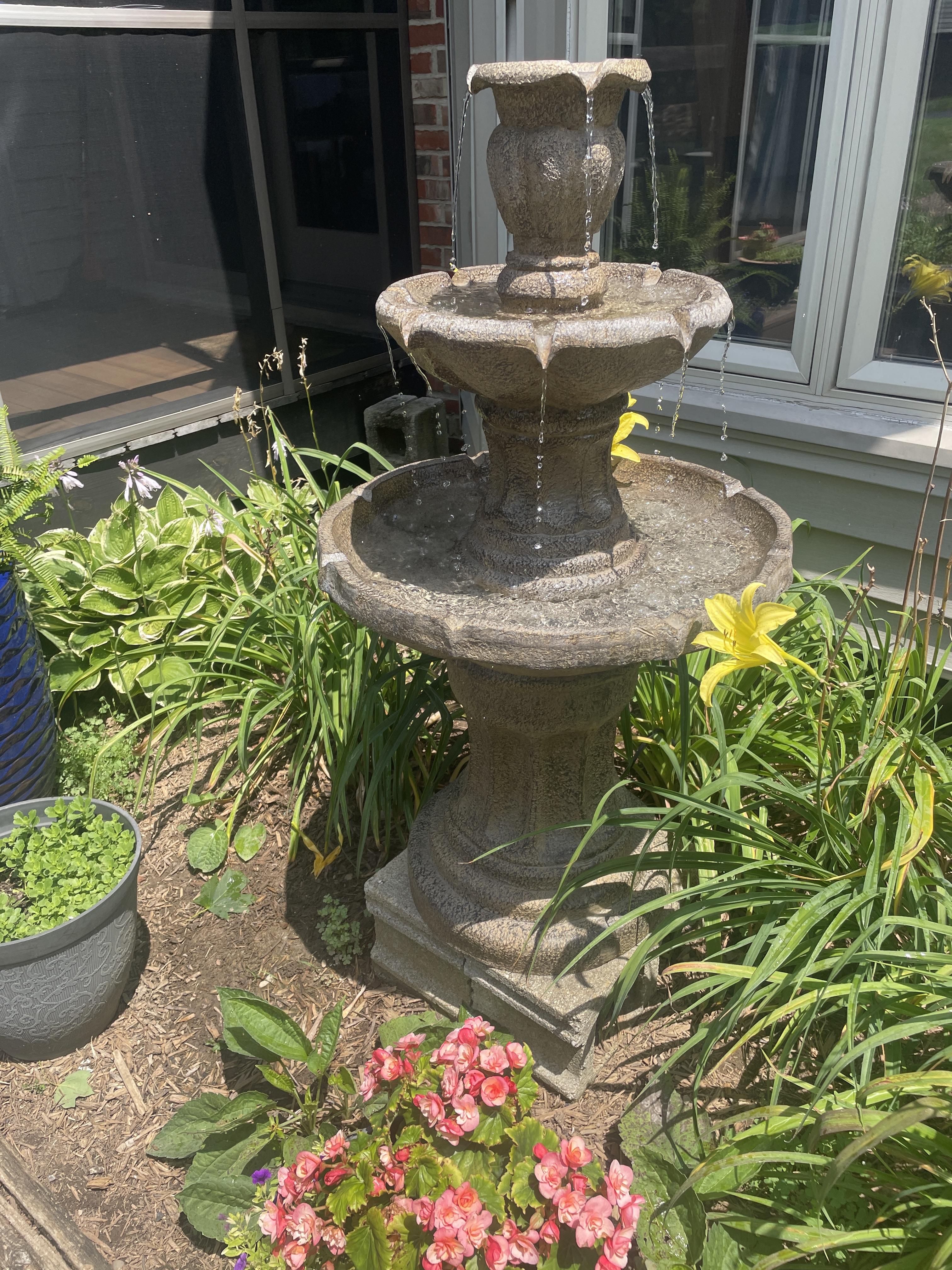 Dark Stone Tiered Garden Fountain 41 Inch Traditional - #V7838