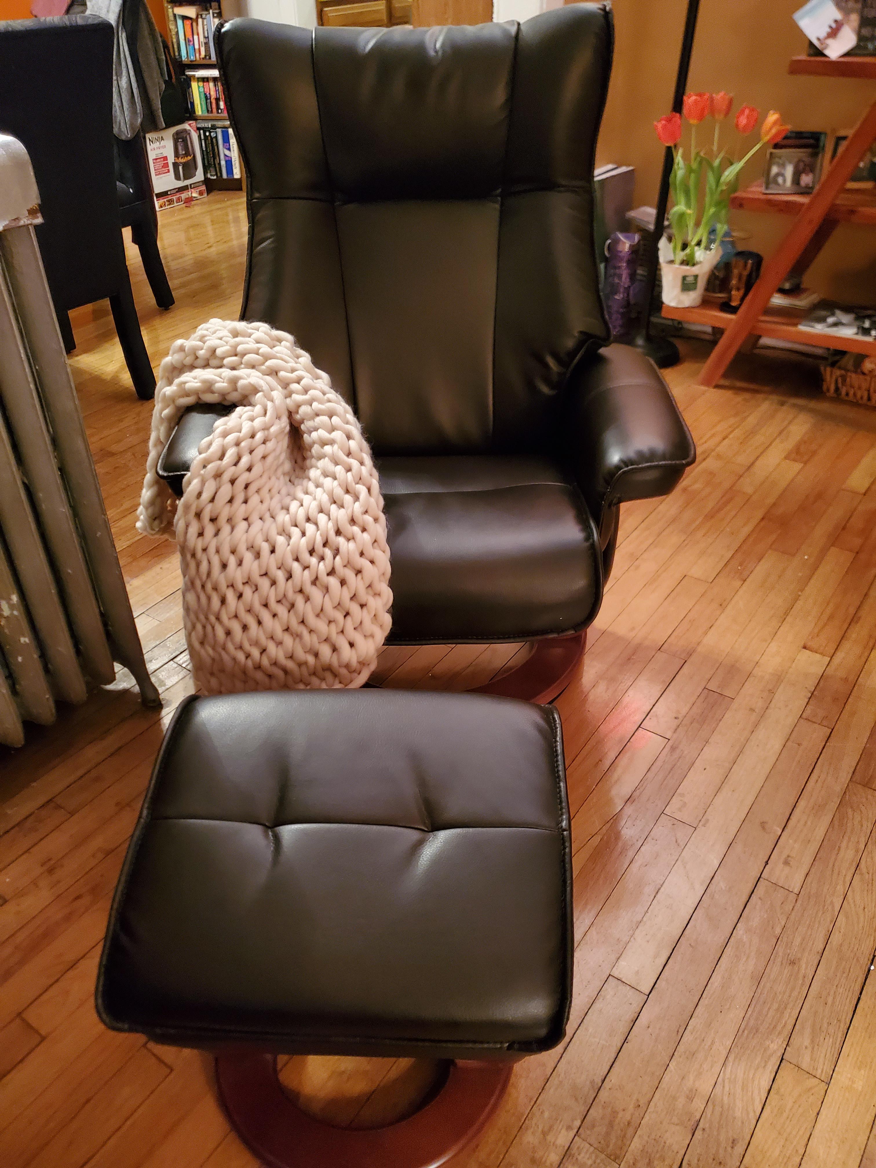Java Brown Faux Leather Swivel Recliner with Ottoman - #8M419