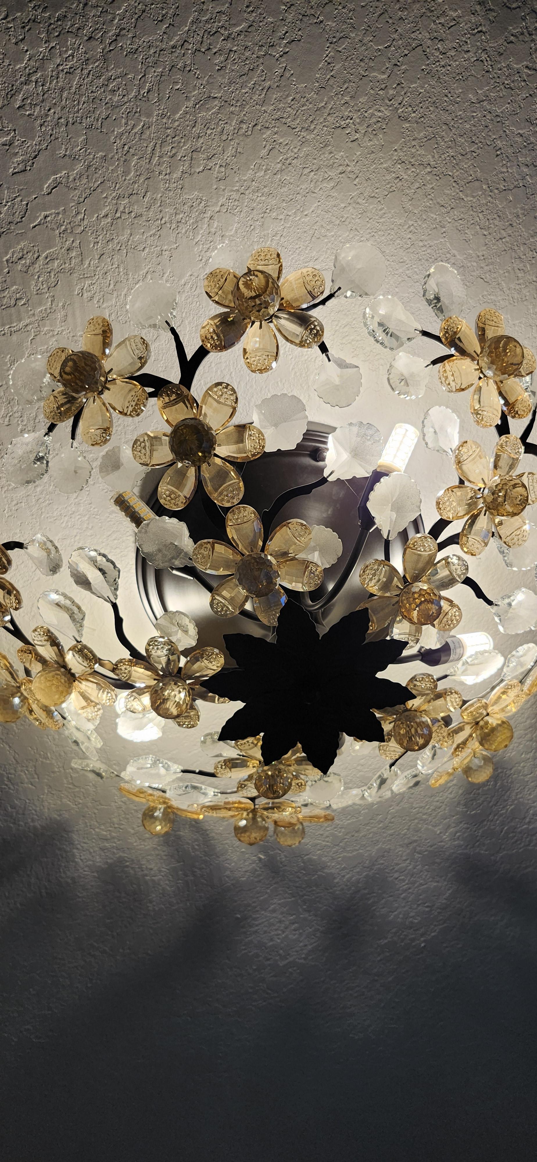 Bronze Crystal Flush Mount Ceiling Light 21 Inch - #71C16 | Lamps Plus