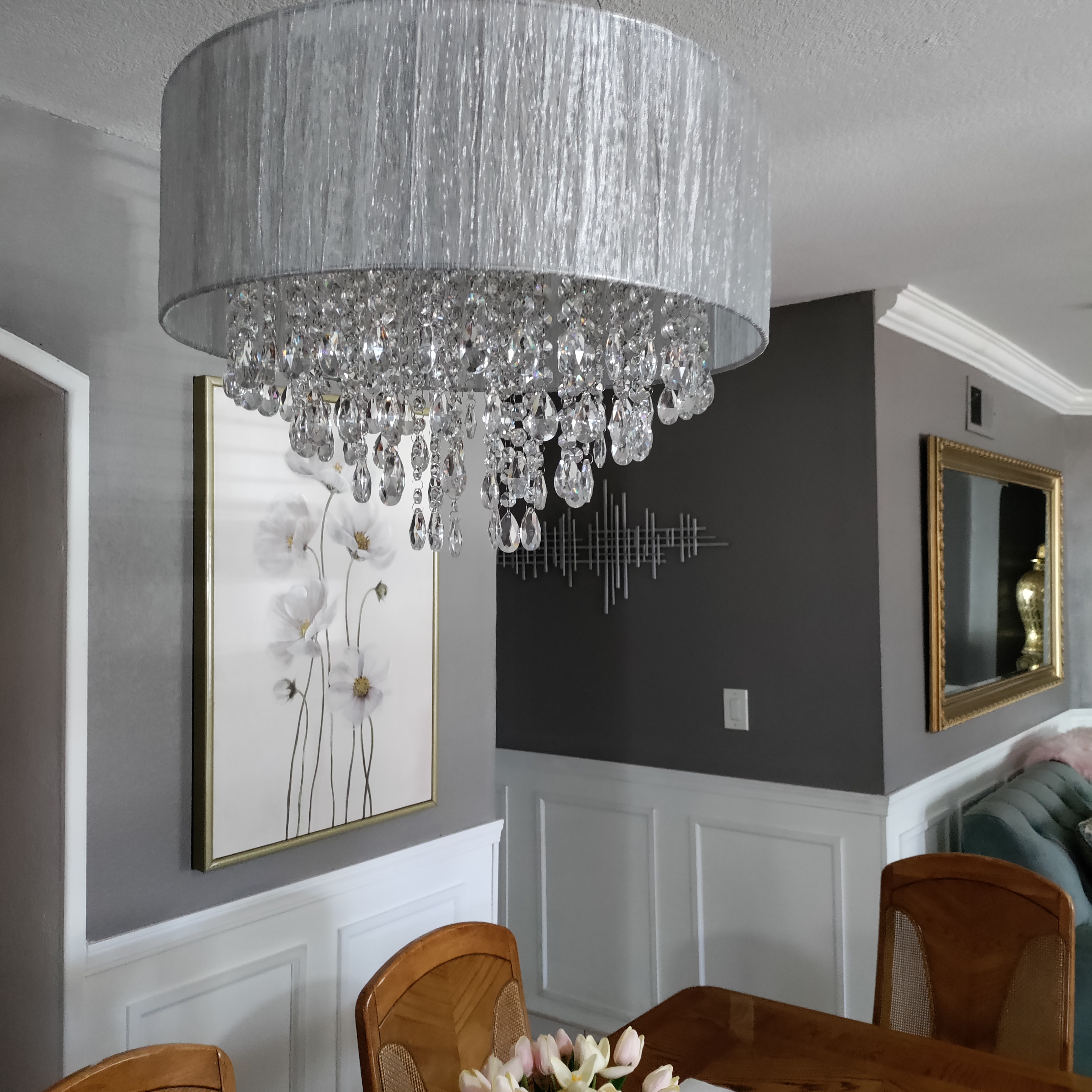 Silver Crystal 6-Light Hanging Chandelier - #W7974 | Lamps Plus