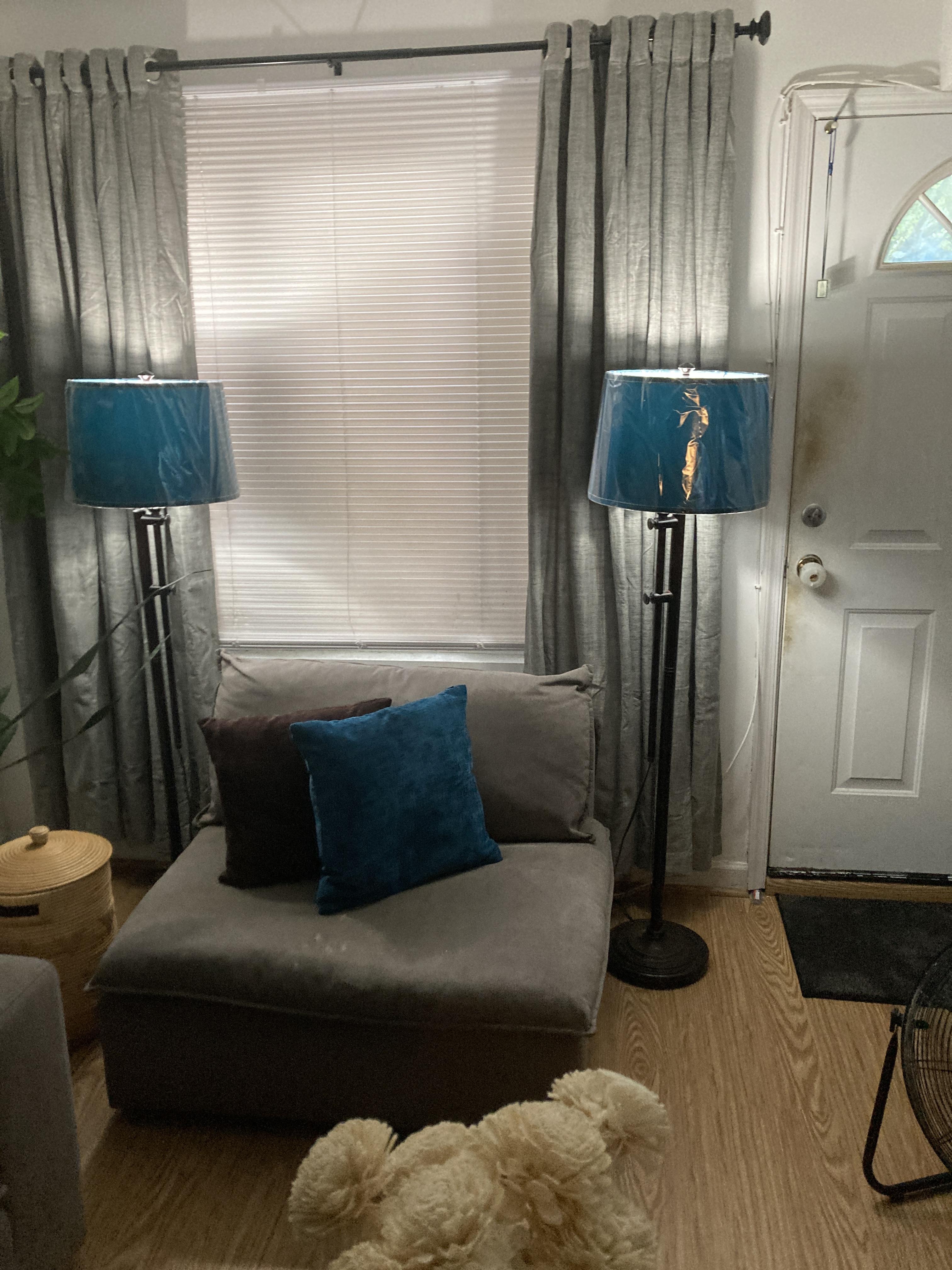 Deep Teal Blue Silver Trim Drum Shade 14x16x11 - #Y5663 | Lamps Plus