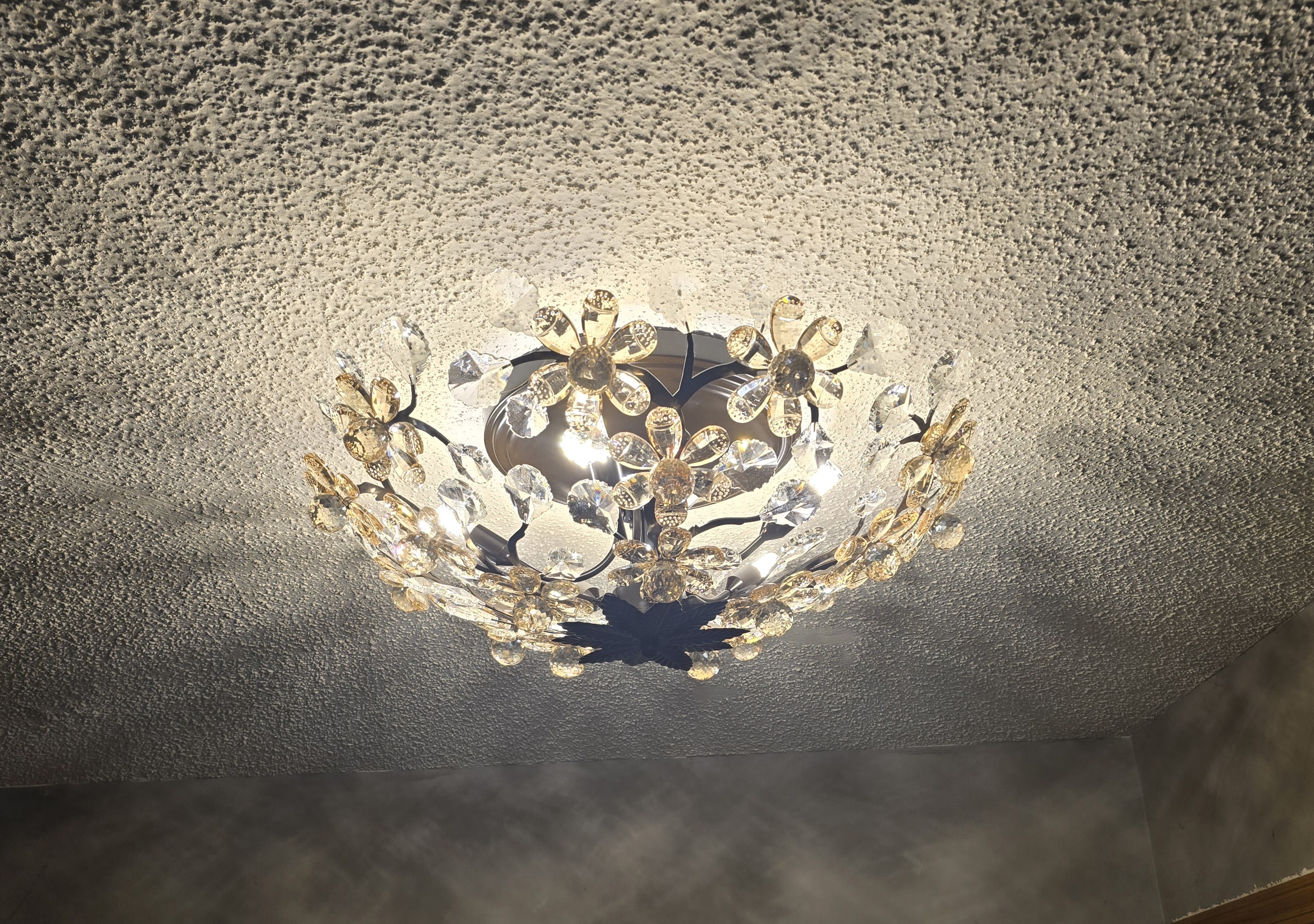 西ドイツ　WITTIG CRYSTAL 茶色クリスタル　エナメル金彩　花瓶 Bronze Crystal Flush Mount Ceiling Light 21 Inch - #71C16 | Lamps Plus