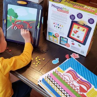 5-year-old doing a color-by-number page