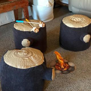 tree stump poufs