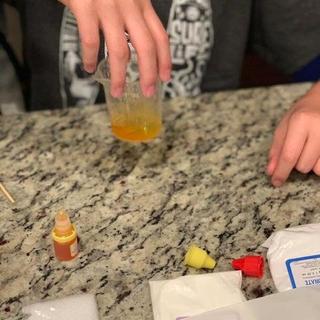 Melting and mixing the colors of soap