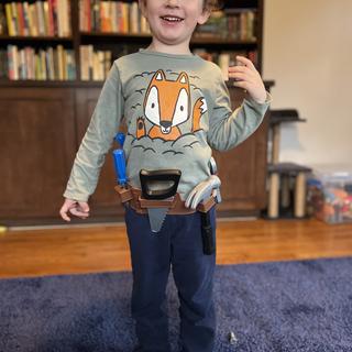 My three year old grandson loved his tool belt to help dad and papa