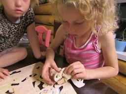 My 7 and 3 year old building the head.