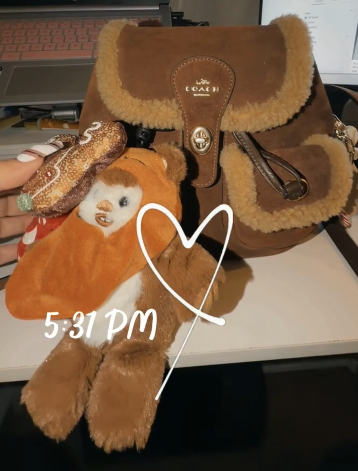 Coach Hadley Backpack Brown/tan with Shearling Accents Coach Hadley Backpack Disclaimer: We are not affiliated  main image 4