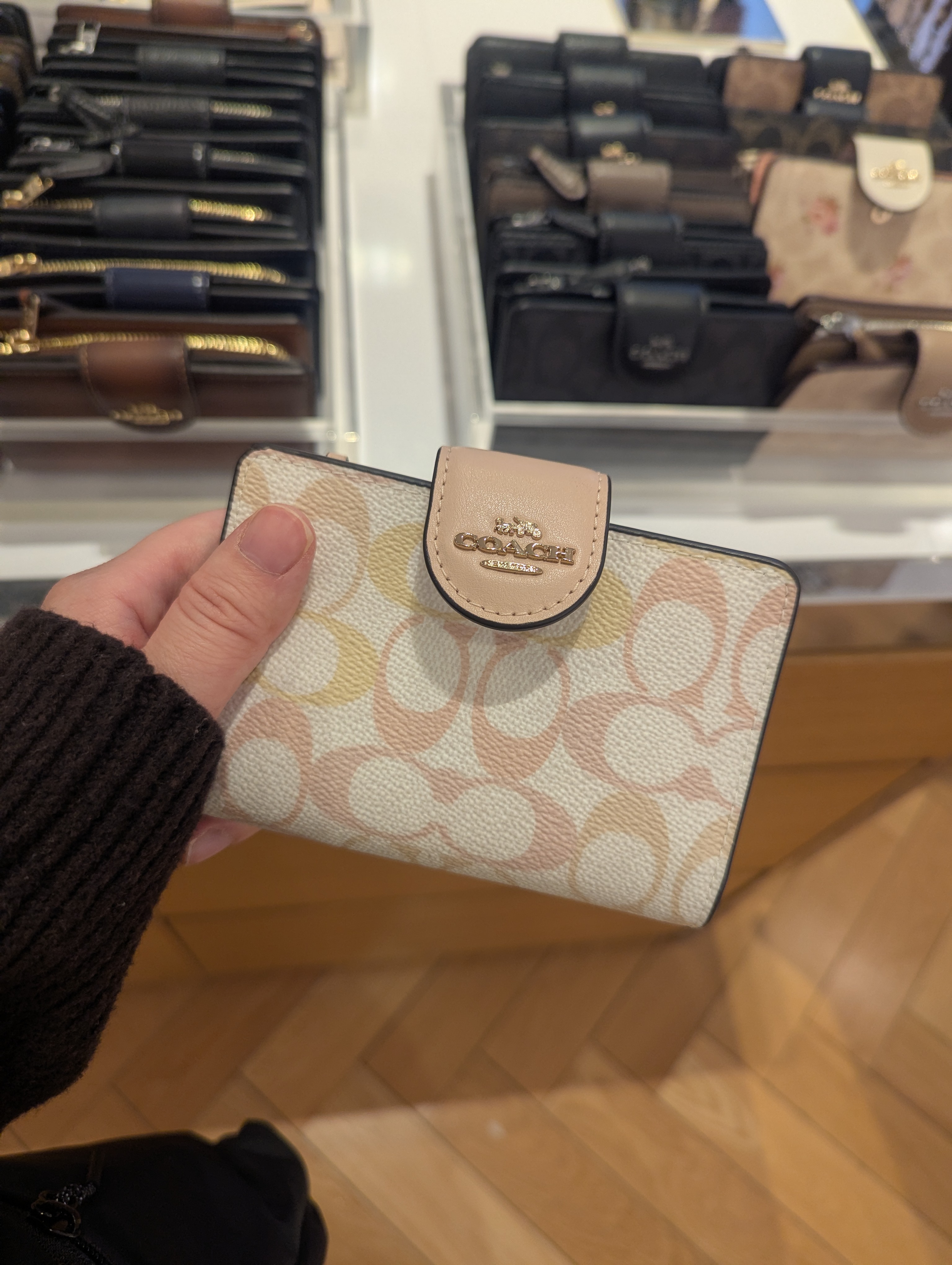 Medium Corner Zip Wallet In Pretty Signature Canvas | Coach New