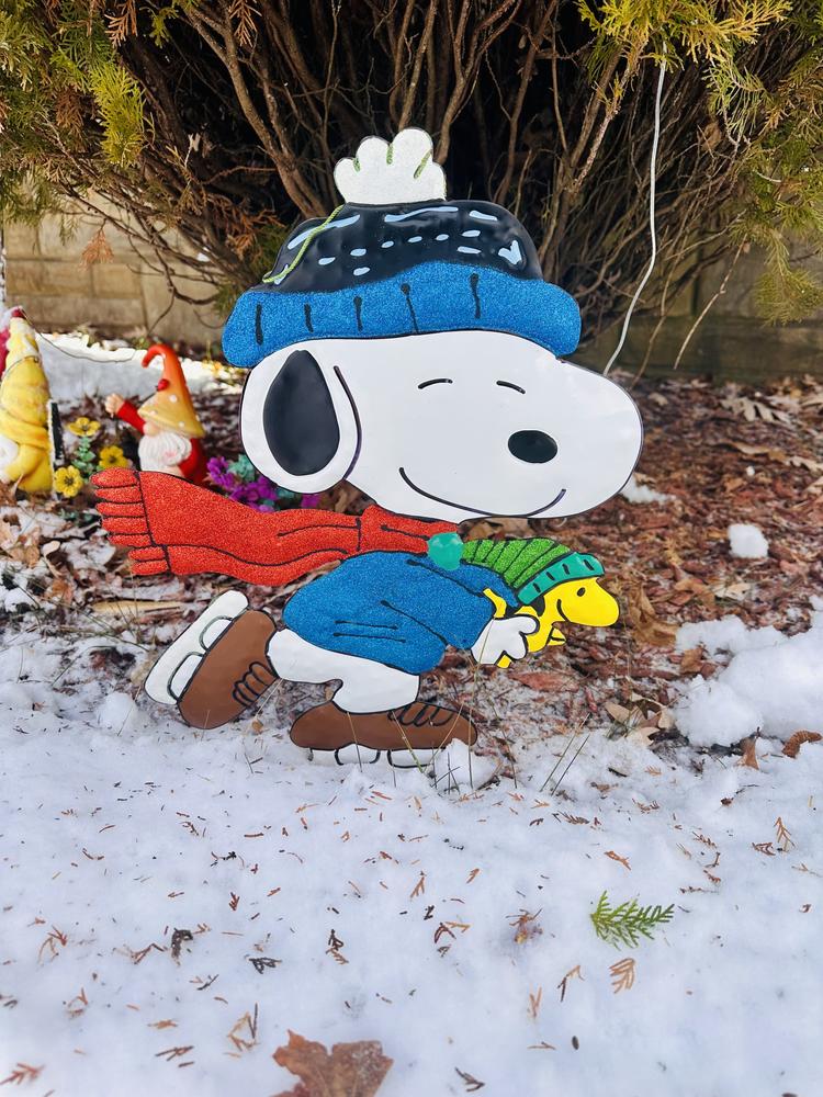 Ice Skating Snoopy Yard Stake 18