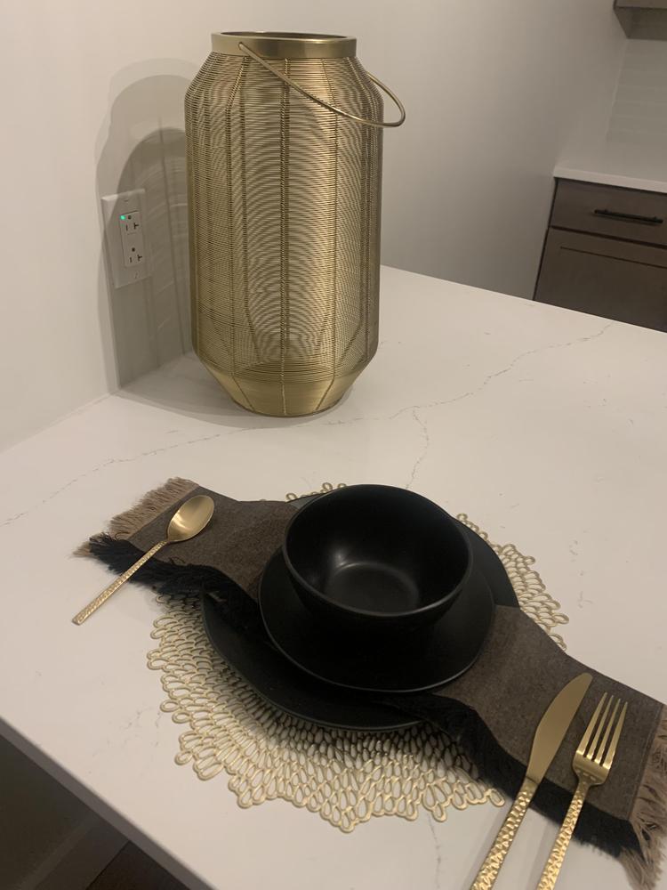 at home 12-Piece Matte Stoneware Dinnerware Set Black