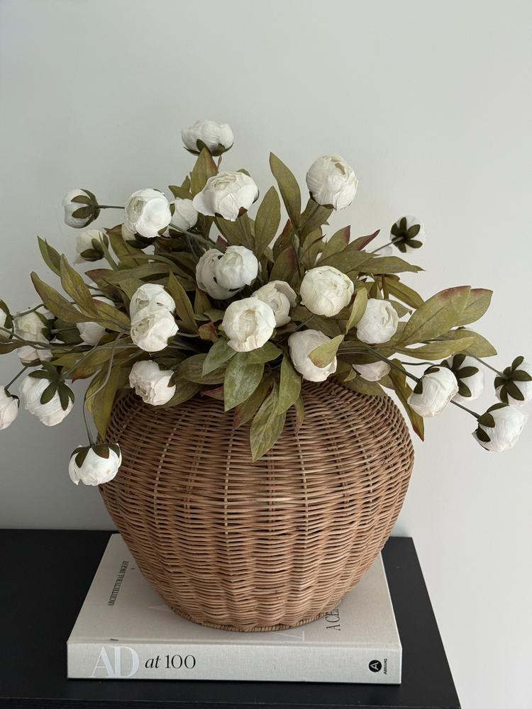 Short Natural Rattan Decorative Vase, 13.6x10.8