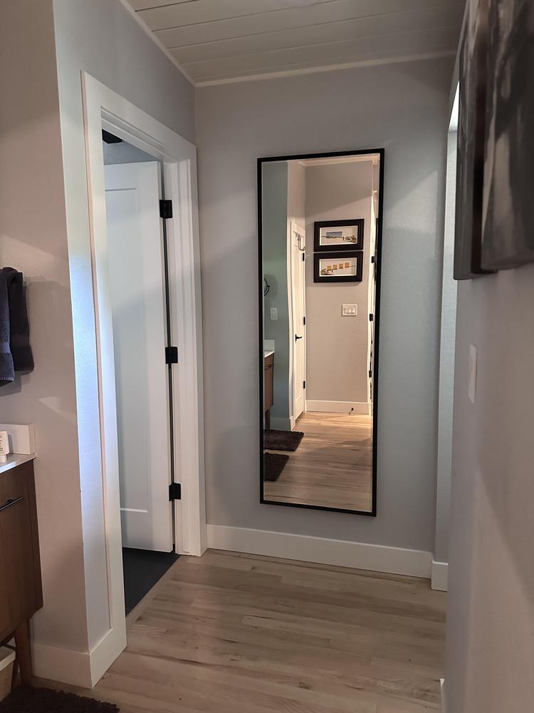 at home Black Thin Framed Leaner Mirror 24x70
