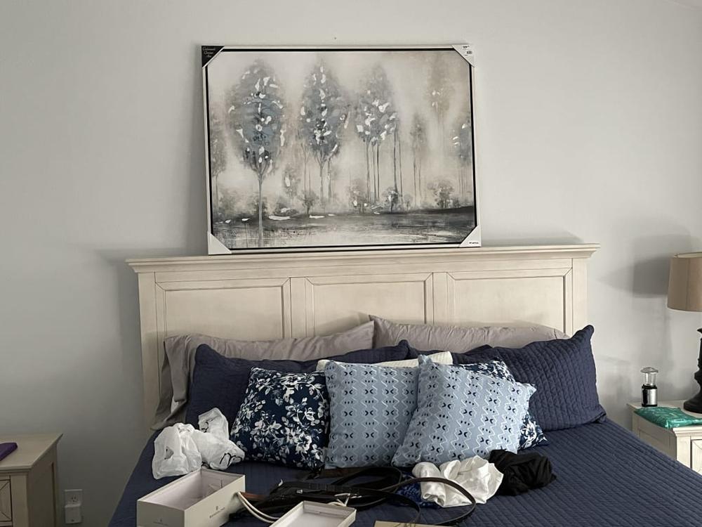 Framed Blue & Silver Trees Wall Art, 36x48 Framed Blue & Silver Trees Wall Art, 36x48