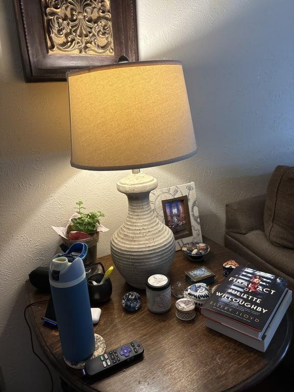 Found & Fable Distressed White Concrete Medium Table Lamp Base, 21"
