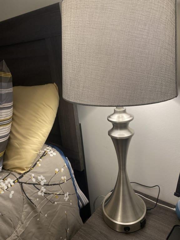 at home Silver Hourglass Metal Large Table Lamp Base with USB Port 24"