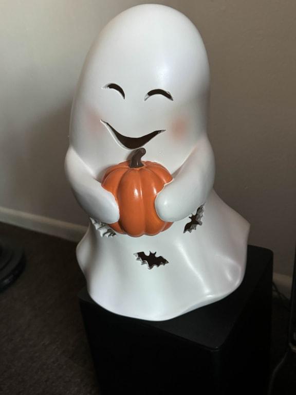 Homespun Halloween White Ghost with Light, 13.7"