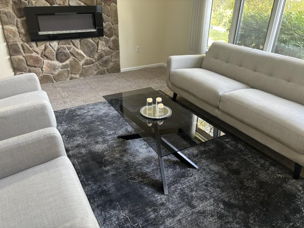 (D415) Antika Dark Grey Medallion Area Rug, 5x7