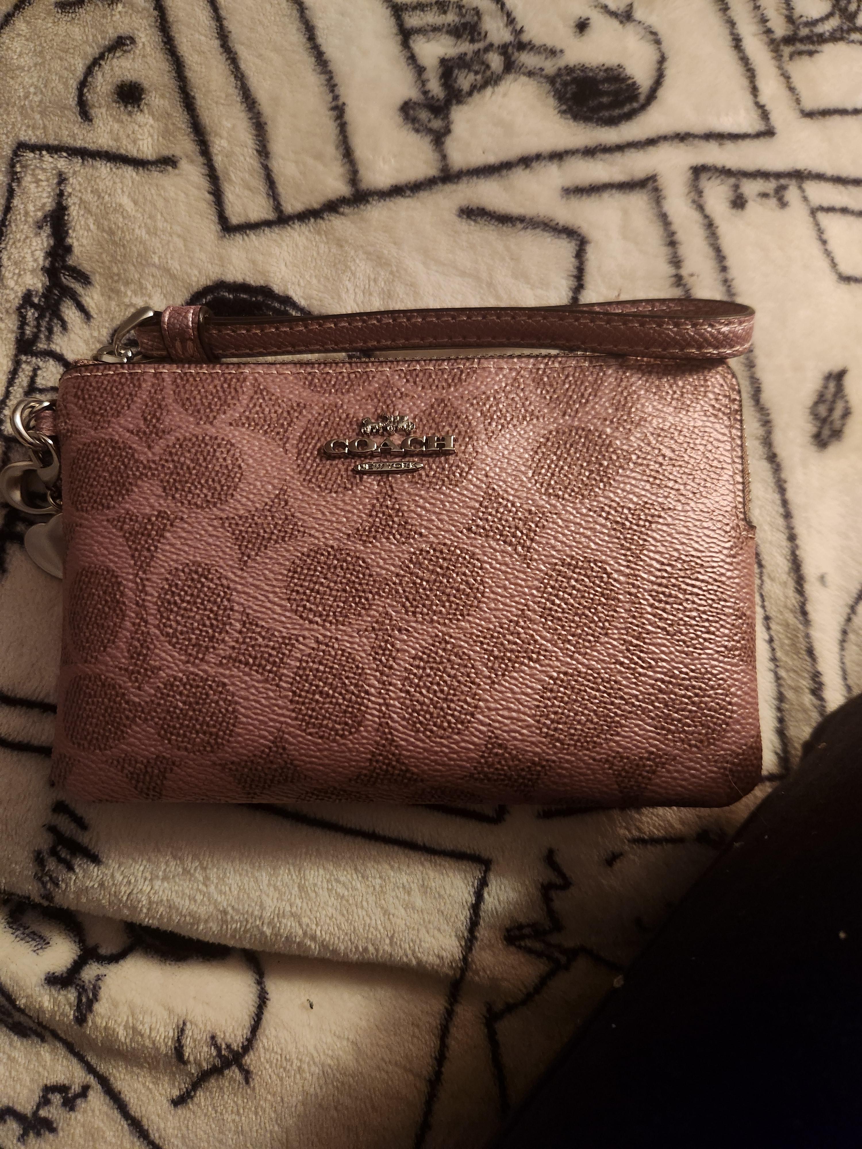 Boxed Corner Zip Wristlet In Signature Canvas With Charms