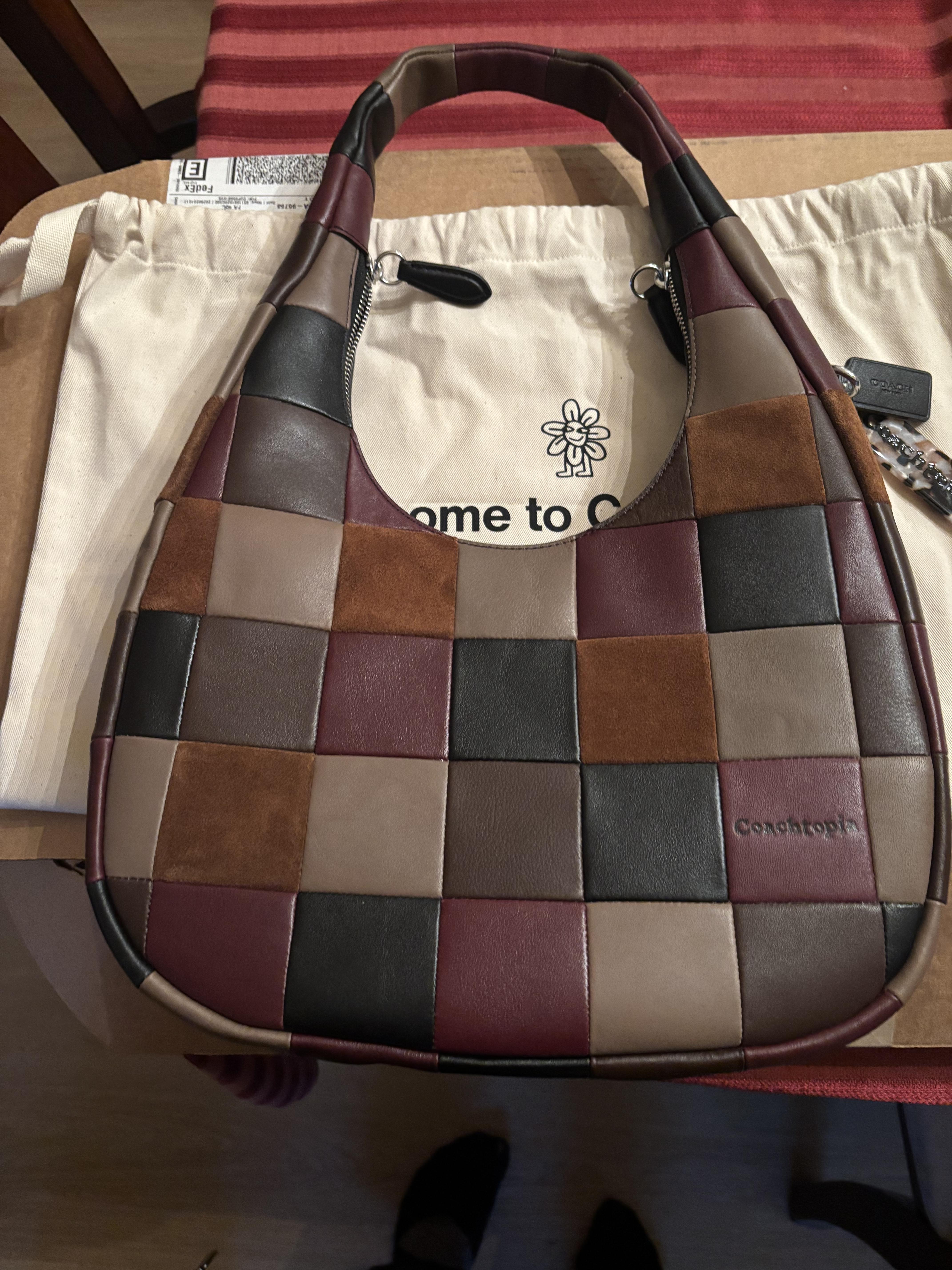 Alter/Ego Crescent Shoulder Bag In Checkerboard Upcrafted Leather