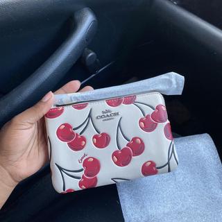 ハートリース ホワイト松かさ＆リンゴ Corner Zip Wristlet With Vintage Daisy Script Print | COACH®