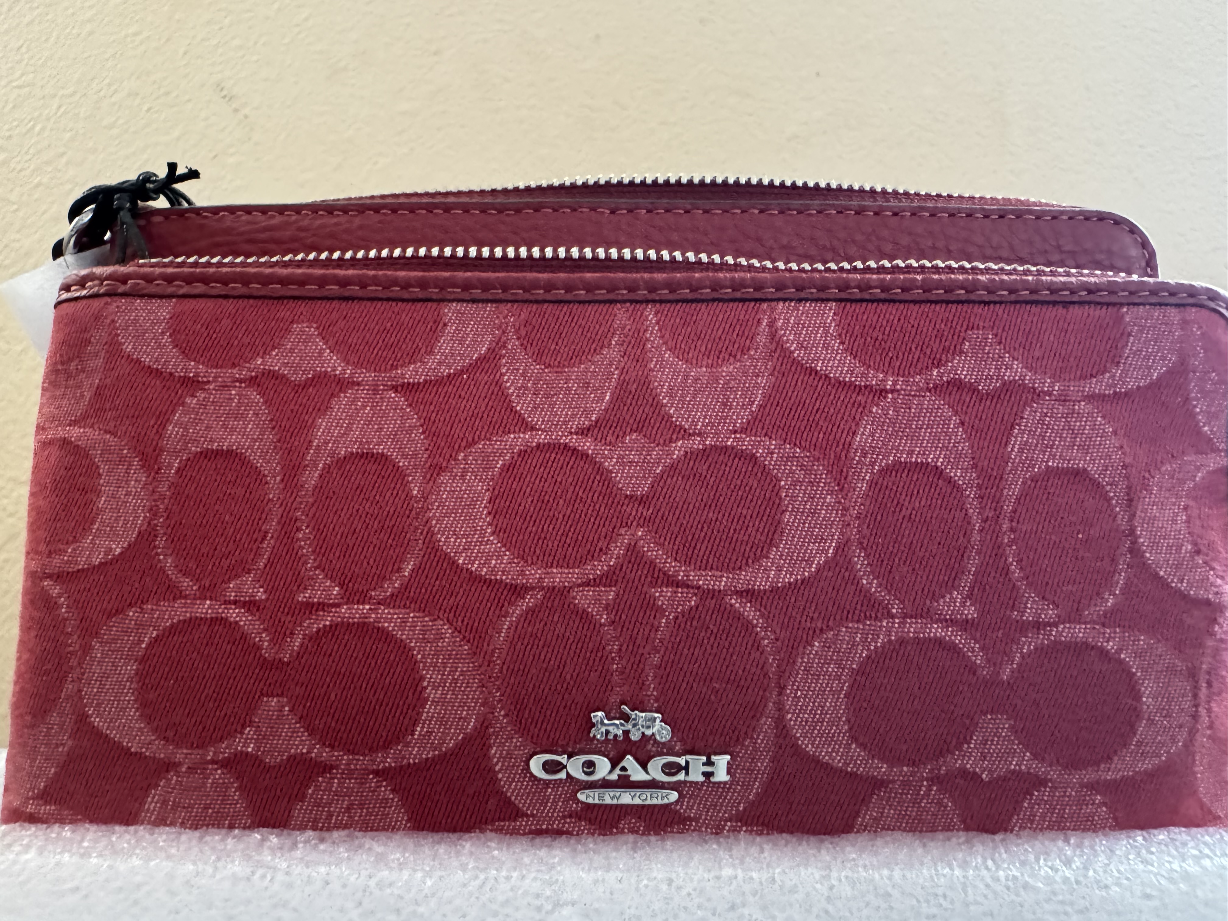 Double Zip Wallet With Signature Canvas With Floral Print