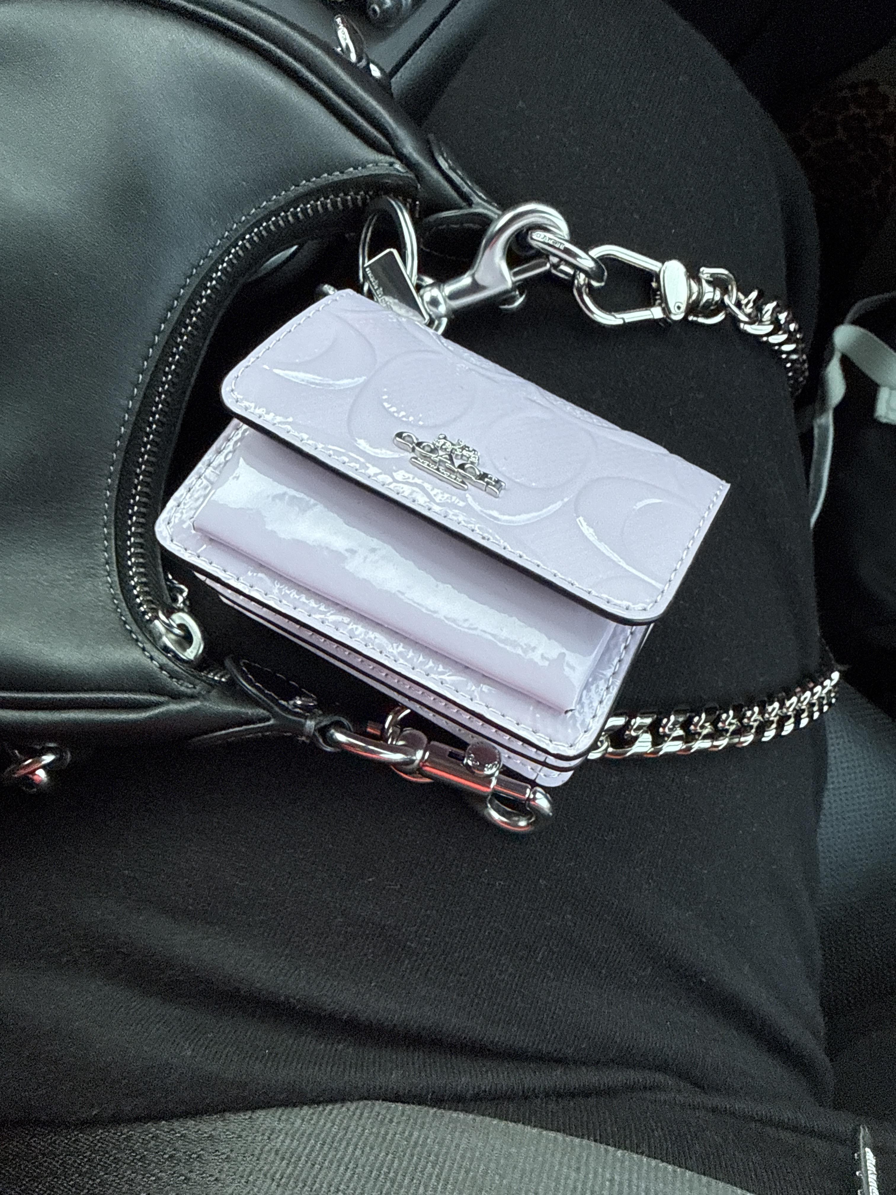Klare Bag Charm In Signature Leather With Heart Charm 