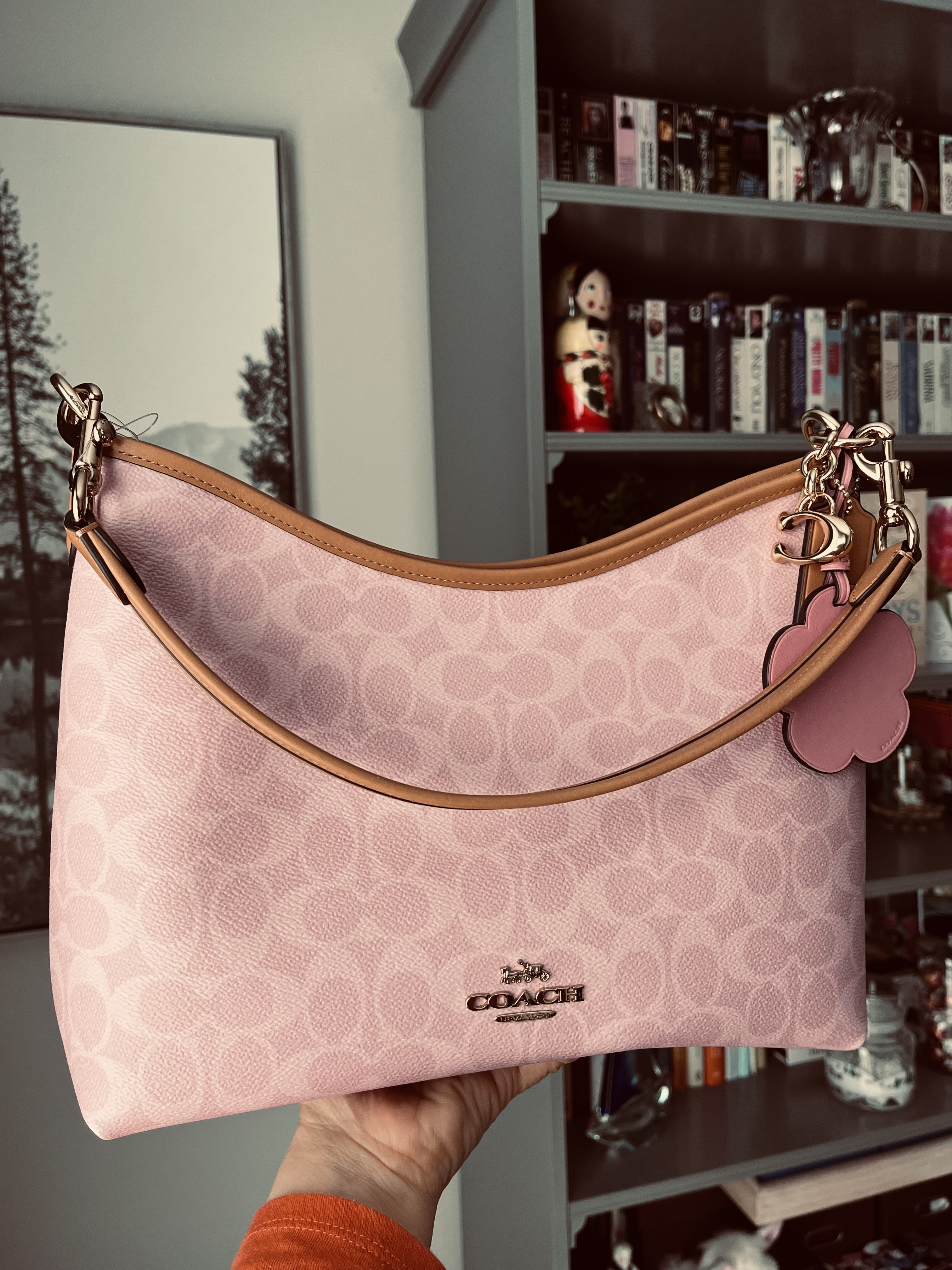 ショルダーバッグ Coach one Shoulder Bag pink Laurel Shoulder Bag In Signature Canvas With Charms | Bags | Coach