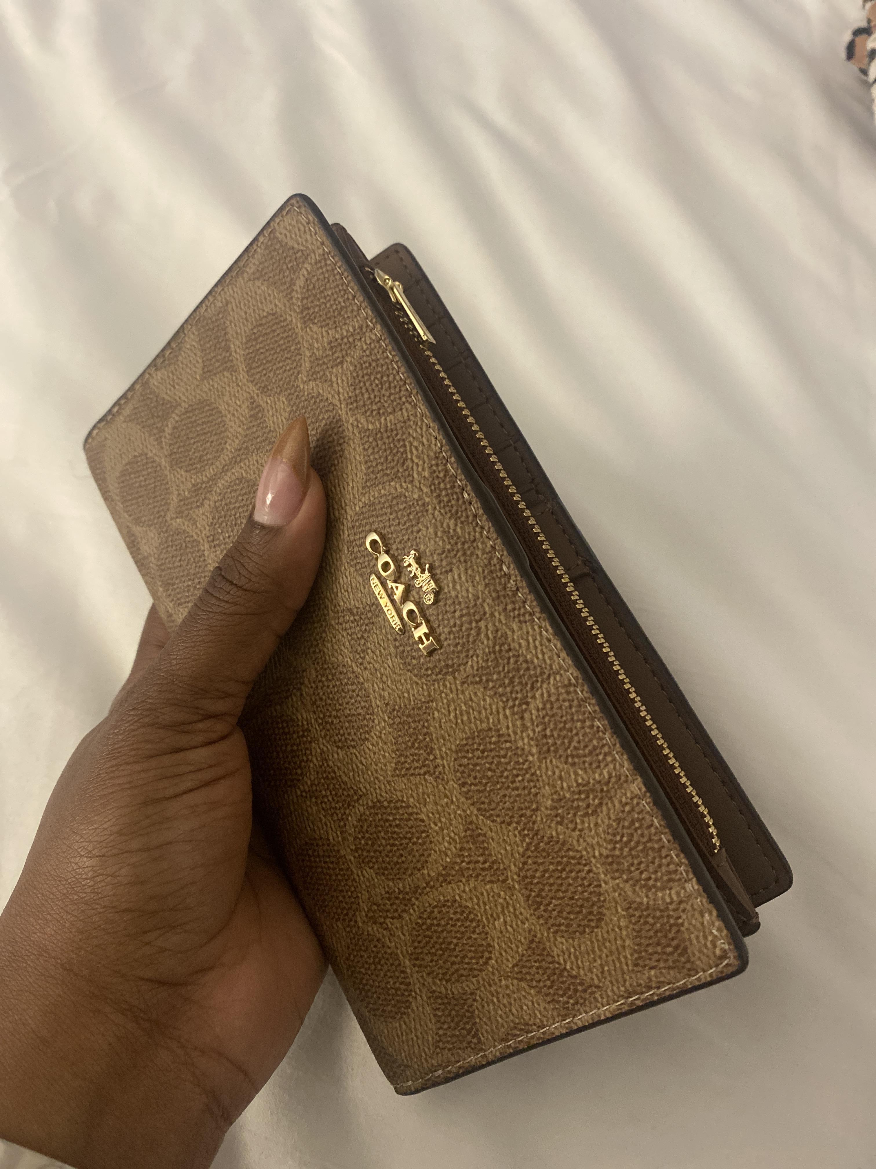 Slim Zip Wallet In Signature Canvas With Stripe | Wallets | Coach