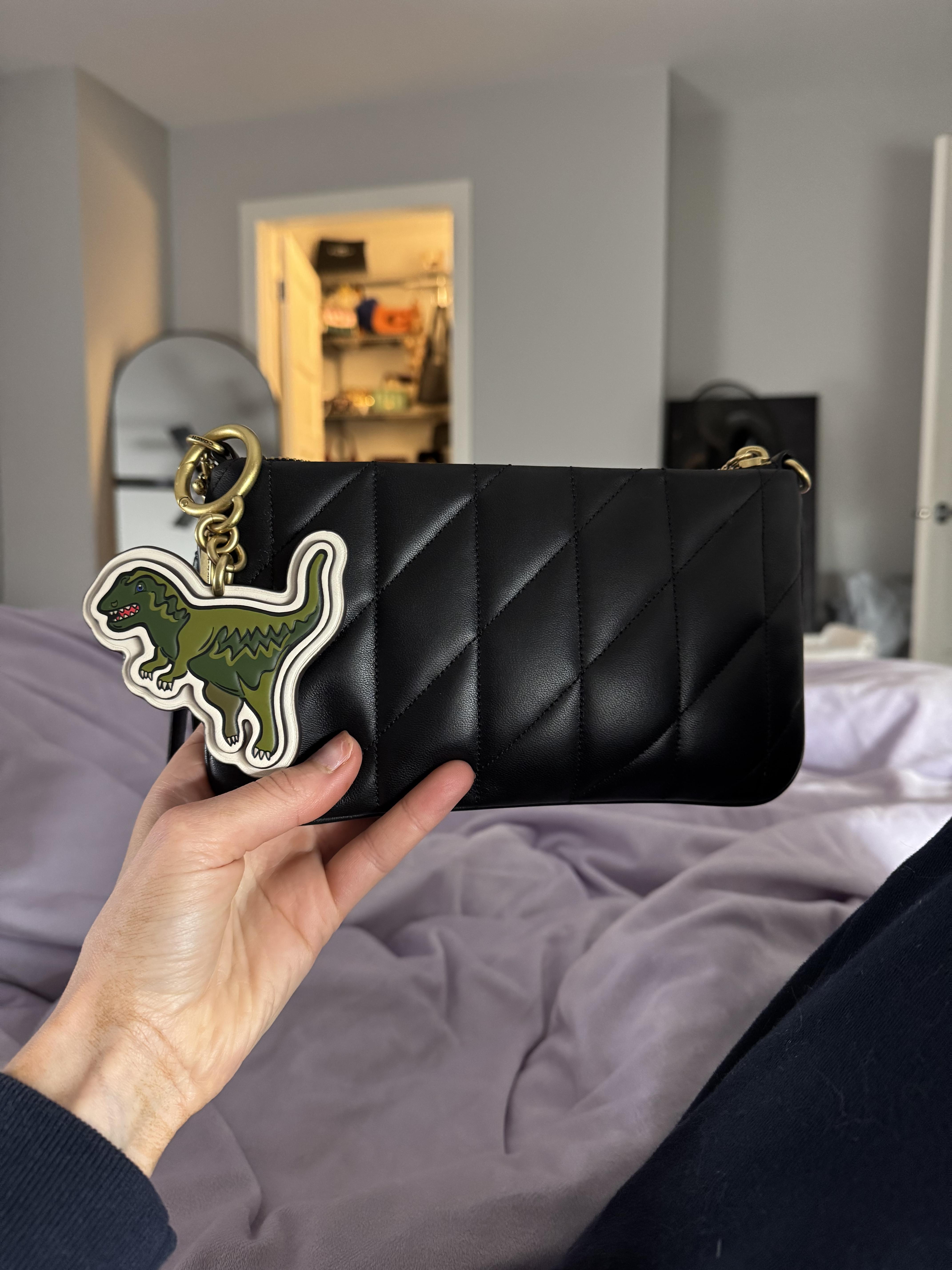 COACH SALE REXY Bag  Charm♪ COACH REXY BAG CHARM W/ SIGNATURE CANVAS BRASS/CHALK/GREEN