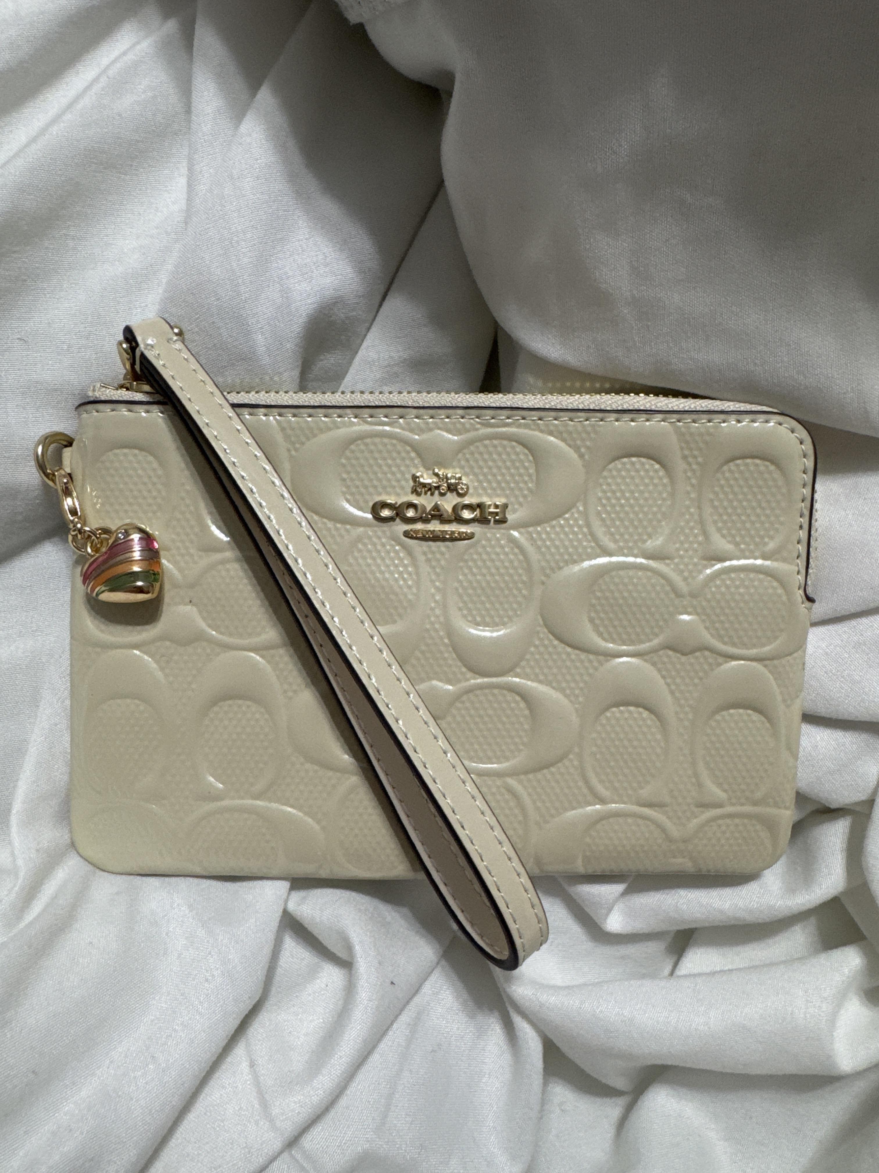 Corner Zip Wristlet In Signature Leather With Charm | Bags | Coach
