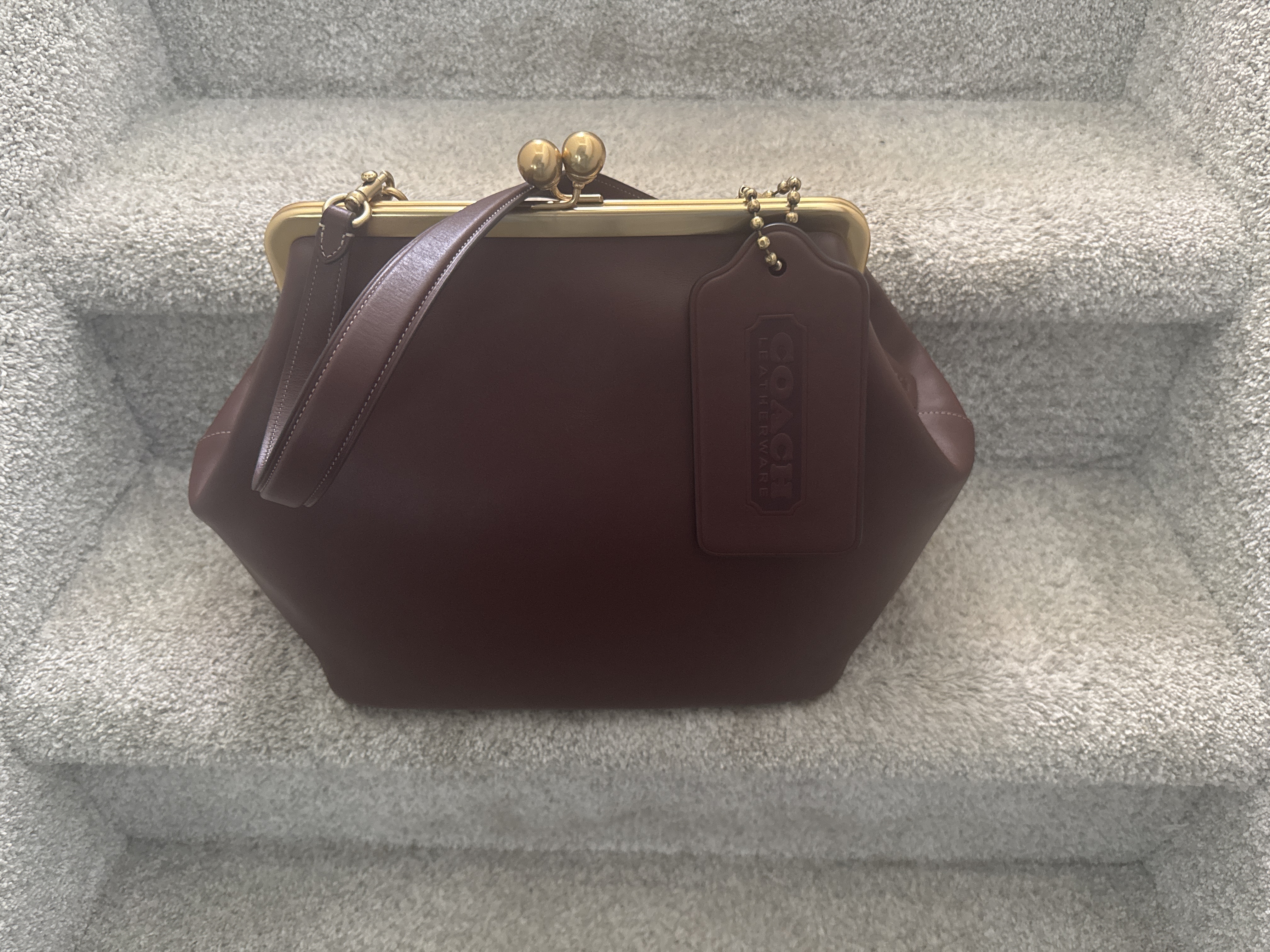 ★Coach★ Large Kisslock Frame Bag CBR51 B4/DB Coach Large Kisslock Frame Bag CBR51 B4/DB Dark Brown