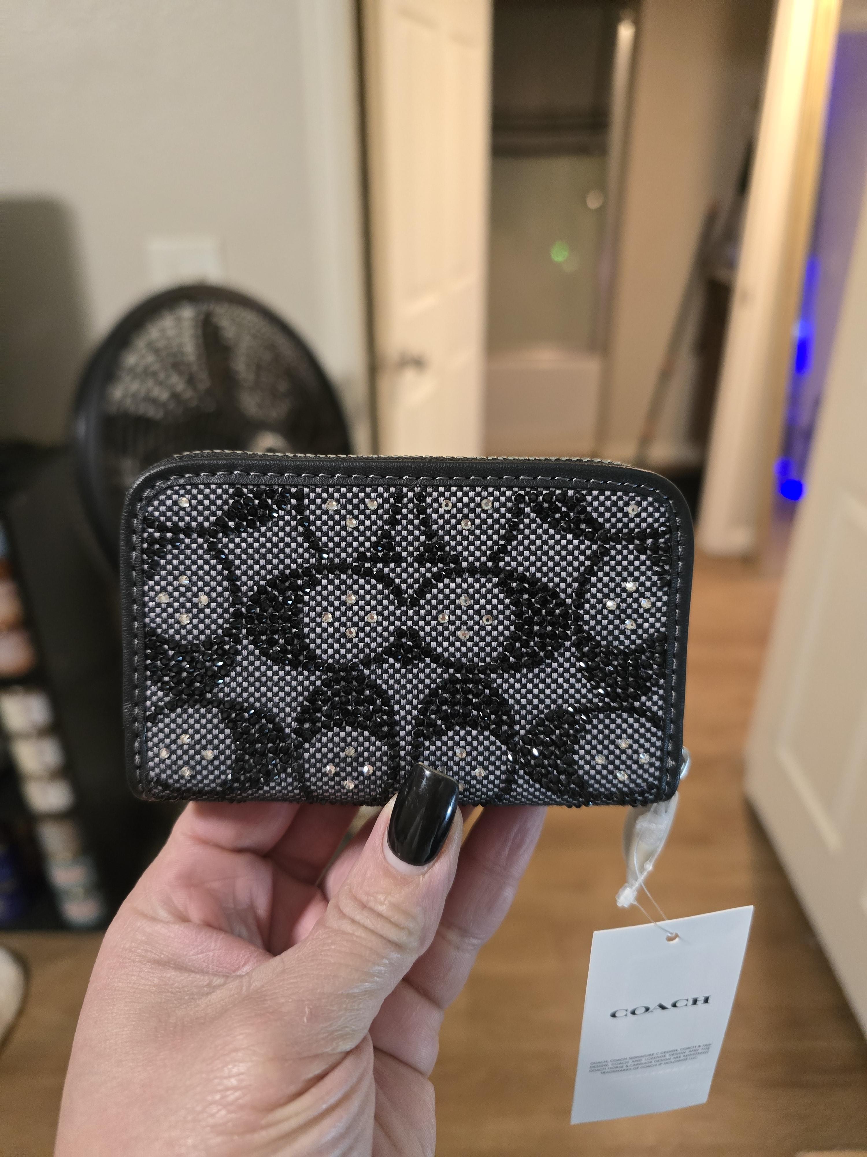 Essential Small Zip Around Card Case In Crystal Signature Jacquard